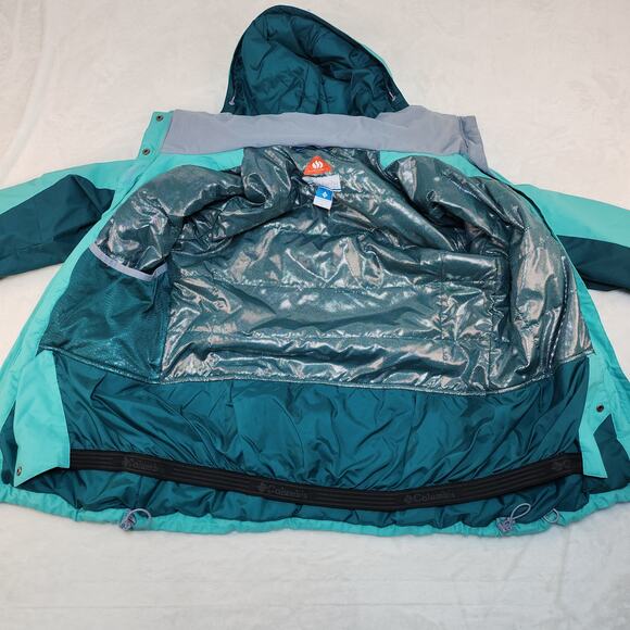 Columbia Winter Jacket Womens Small Green Turquoise Blue Omni-Heat Insulated - Picture 15 of 15
